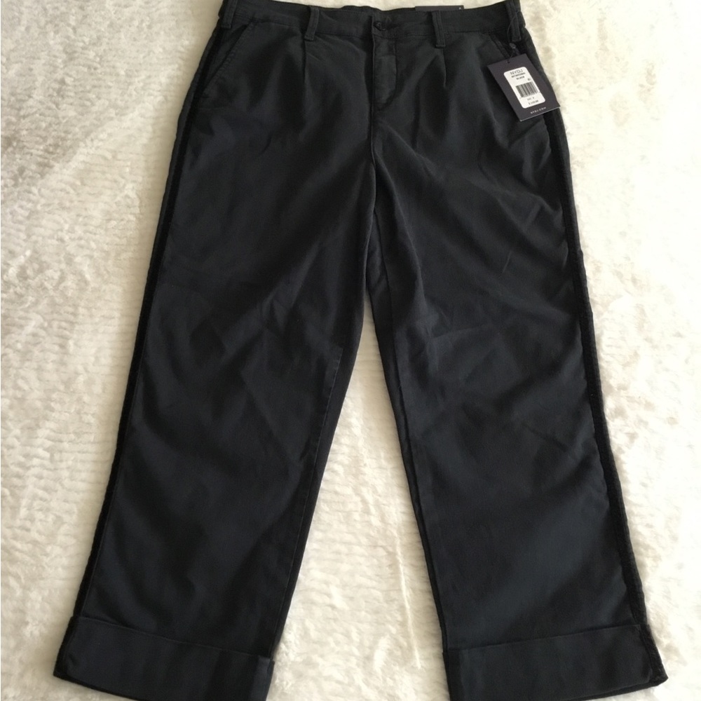 NYDJ black women petite cotton pants size 8 NWT $119 Lift Tuck